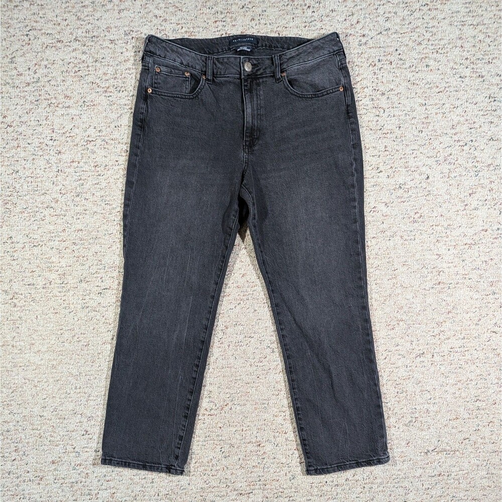 Aeropostale Jeans Womens Size 14 REG Black Mid Rise Ankle Straight Stretch Denim